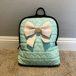 Betsey Johnson Blue Heart backpack with White Bow